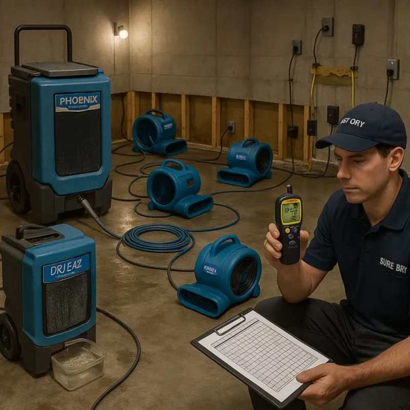 Structural Drying and Dehumidification process in Krum, TX